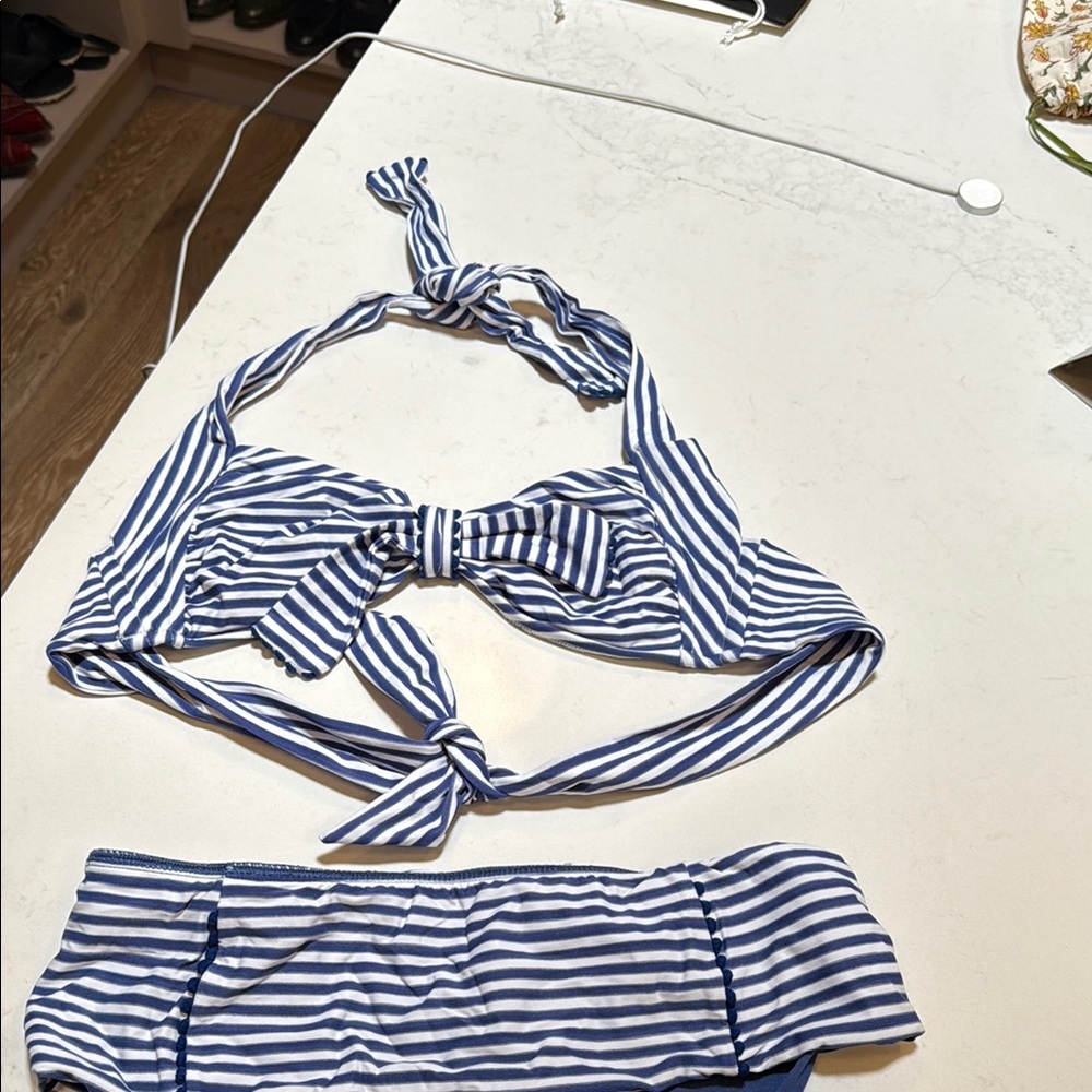 Seafolly Navy and White Striped Swimwear